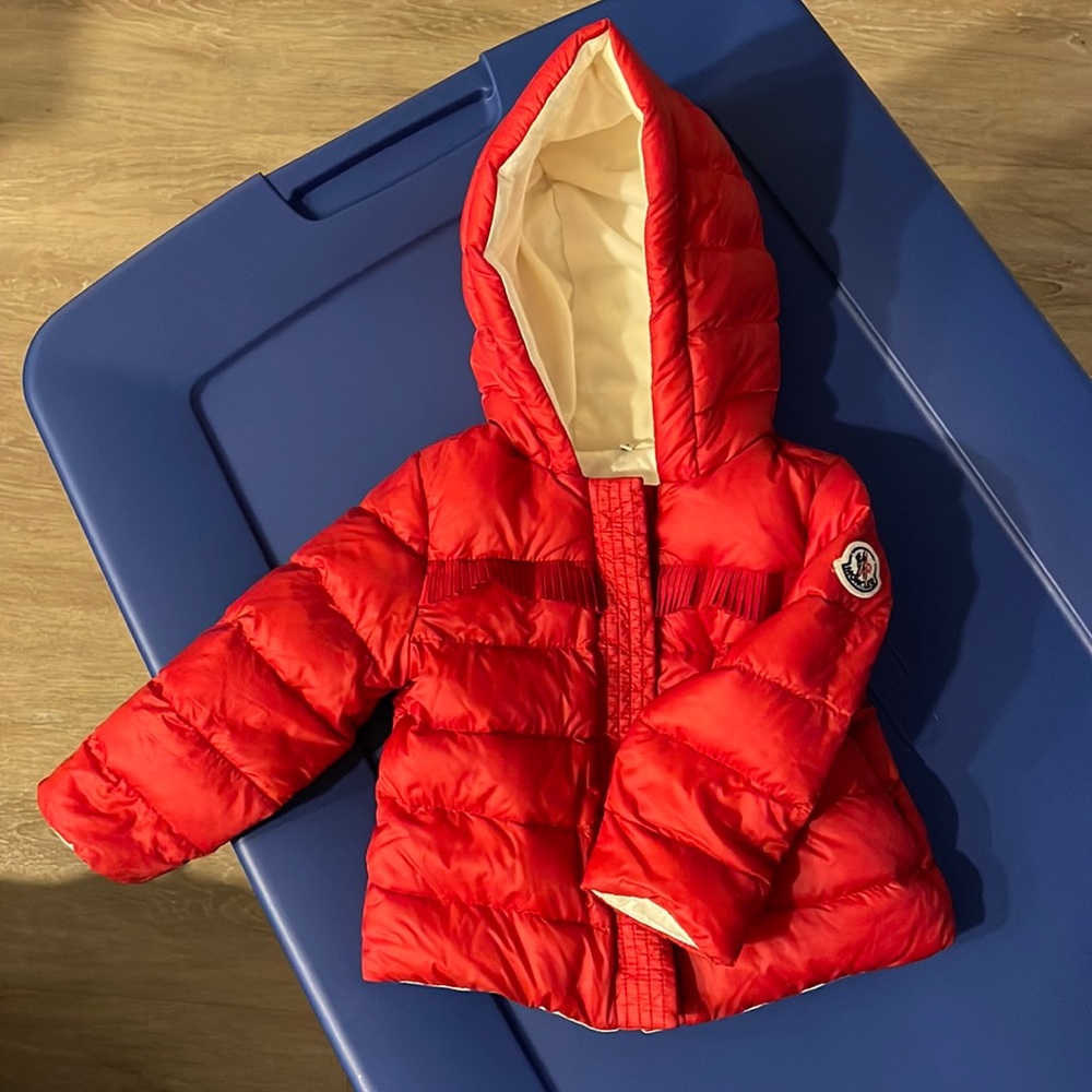 Red ruffle Moncler jacket